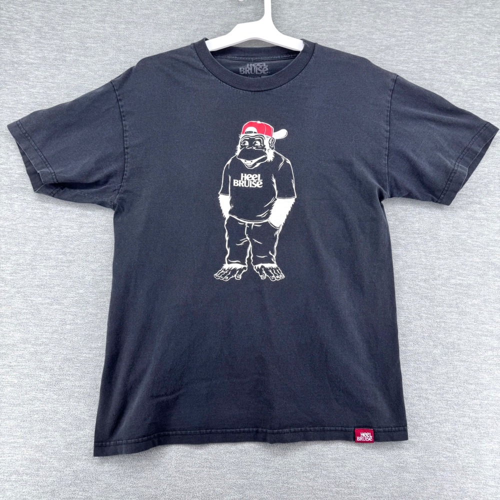 Heel Bruise T-Shirt Mens Large Black Gorilla Graphic Tee Short Sleeve Cotton USA